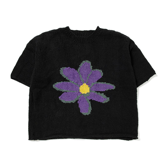 BIG-S/S Crew Neck Knit-Flower