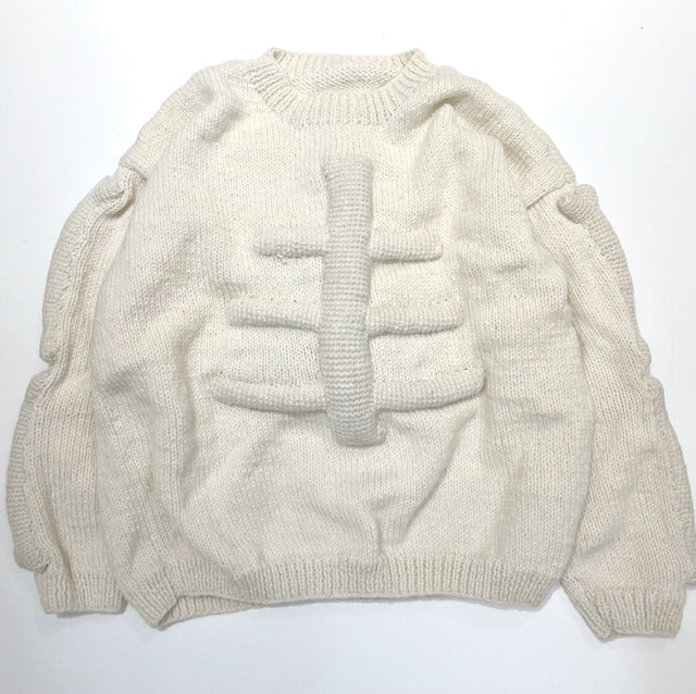 Crew Neck Knit-3D Bone