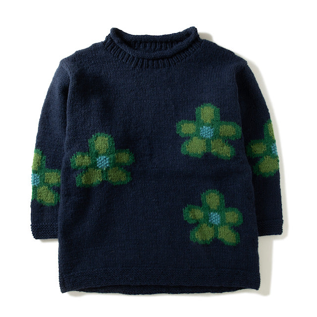 Roll Neck Knit-Sparse Flowers