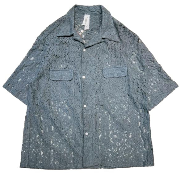 Open Collar Short Sleeve Shirts-Lace Flower