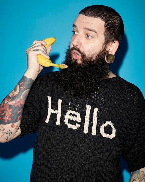 S/S Crew neck knit-Hello
