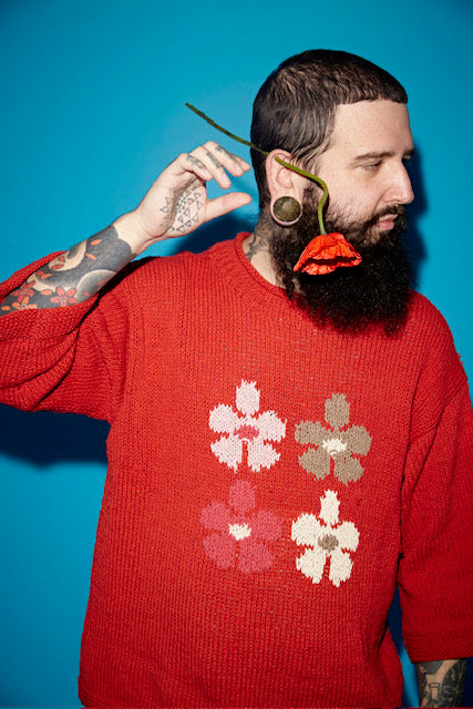 Roll Neck Knit-4 Flowers
