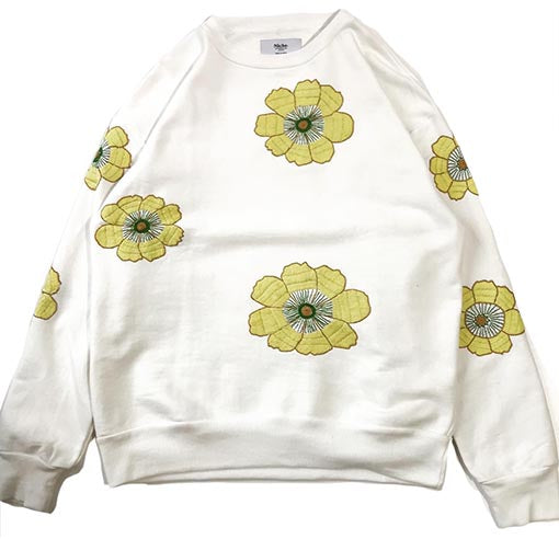 Flower Embroidery Crew Neck Sweat - Big Flower