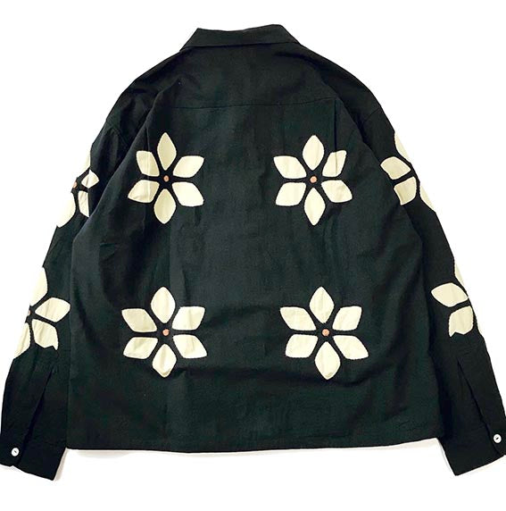 Flower Cut Work Open Collar Shirts