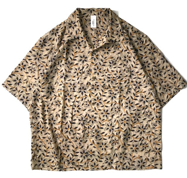 Block Print Open Collar Short Sleeve Shirts