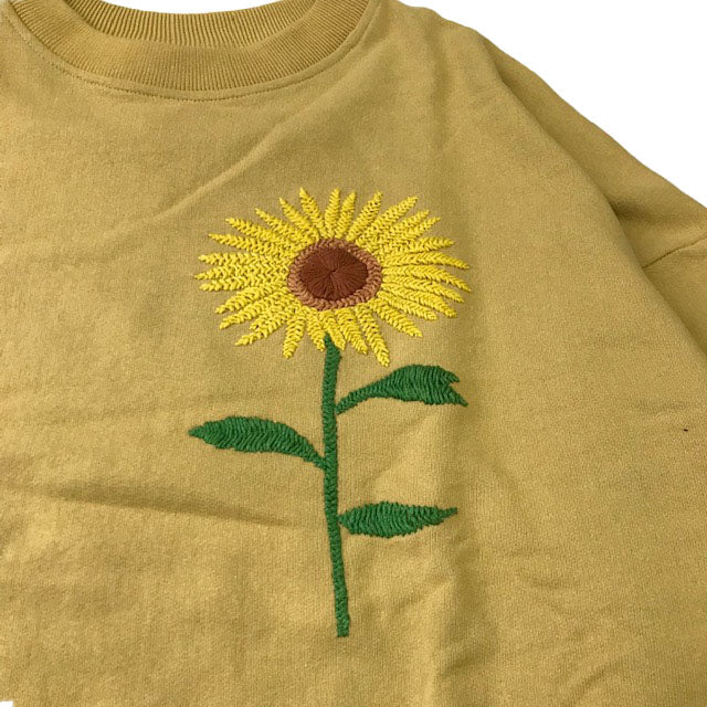 One Flower EMB Crew Neck Sweat-Sunflower