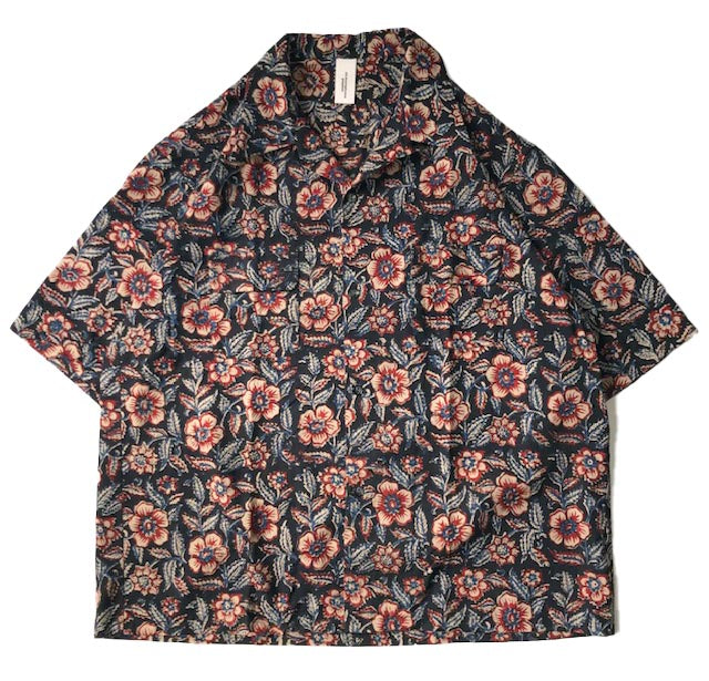 Block Print Open Collar Short Sleeve Shirts