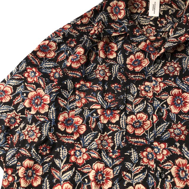 Block Print Open Collar Short Sleeve Shirts