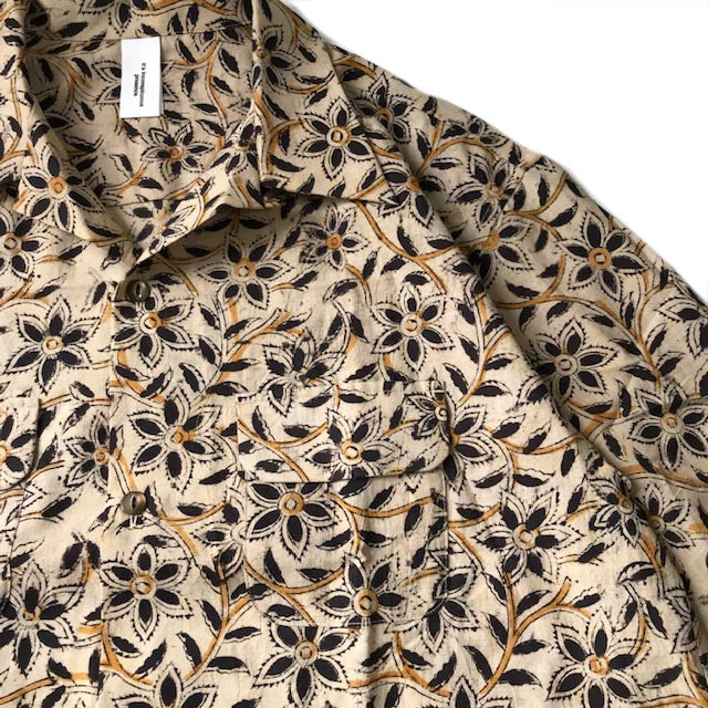 Block Print Open Collar Short Sleeve Shirts