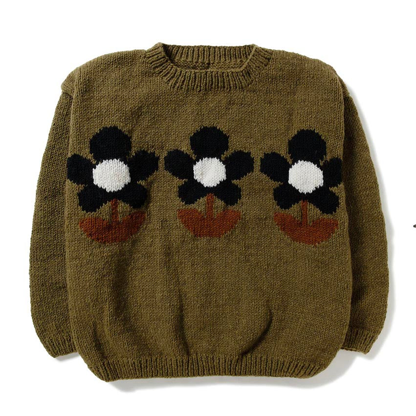 Crew Neck Knit-3Flowers