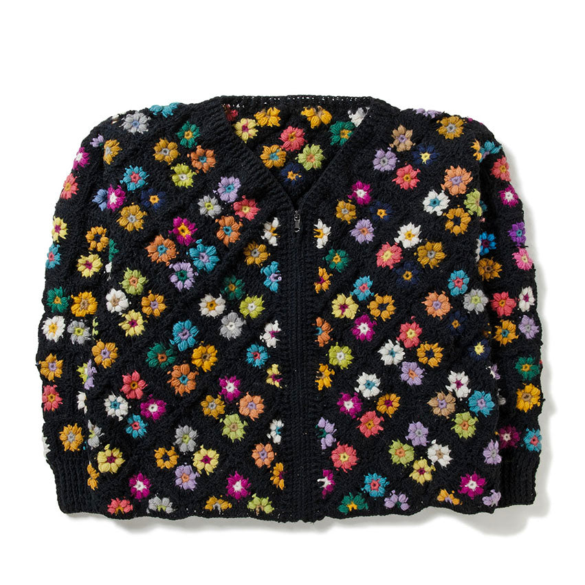 V-Neck Zip Cardigan-Diamond