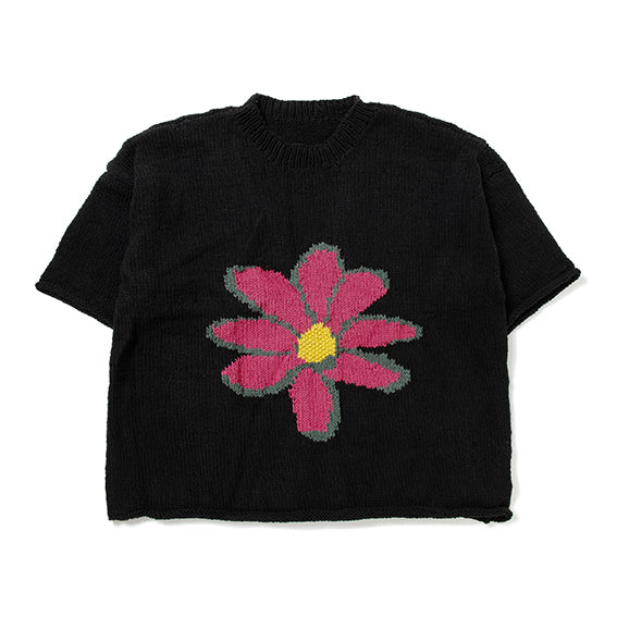 BIG-S/S Crew Neck Knit-Flower