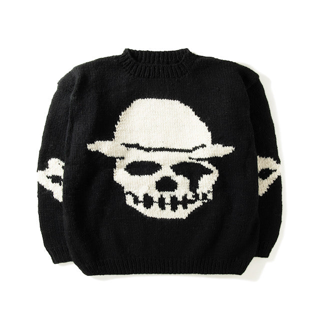Crew Neck Knit-Bowler Hat Skull