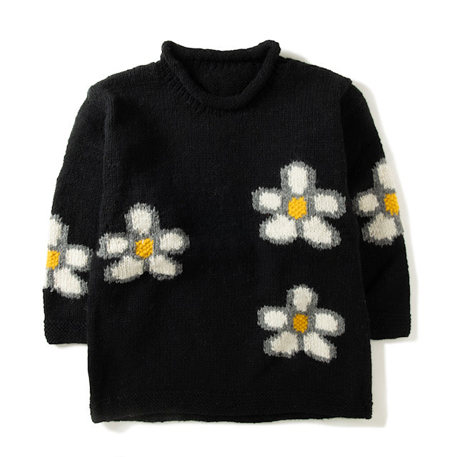 Roll Neck Knit-Sparse Flowers