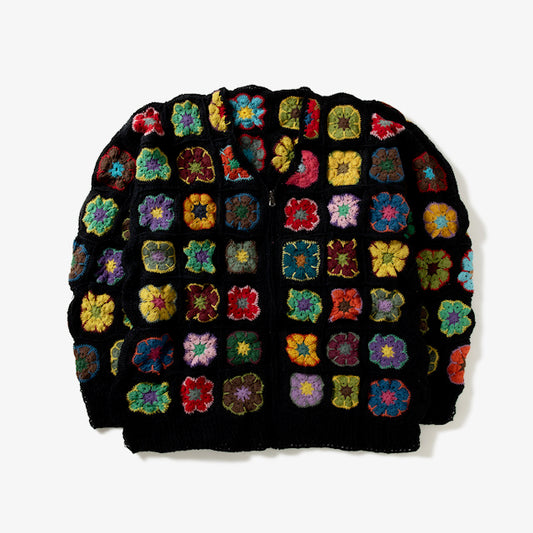 Crochet Zip Cardigan-Big Color