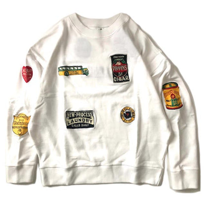 Signboards Embroidery Crew Neck Sweat-Cigarette