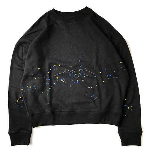 Flower Embroidery Crew Neck Sweat - Paint