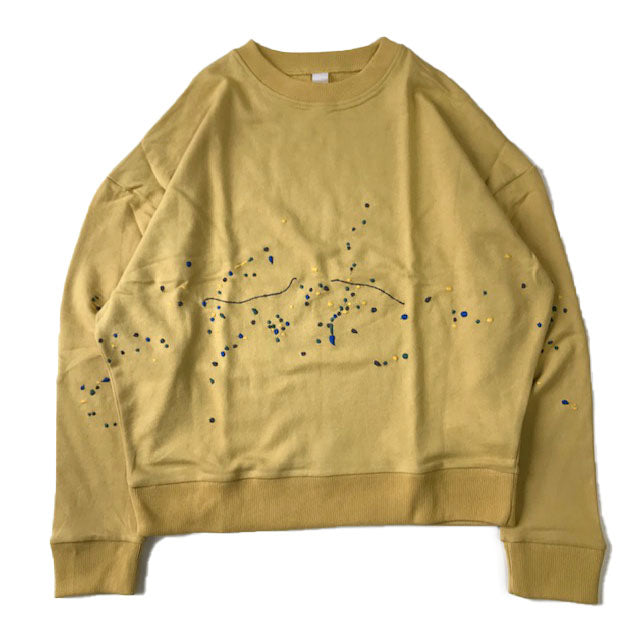 Flower Embroidery Crew Neck Sweat - Paint