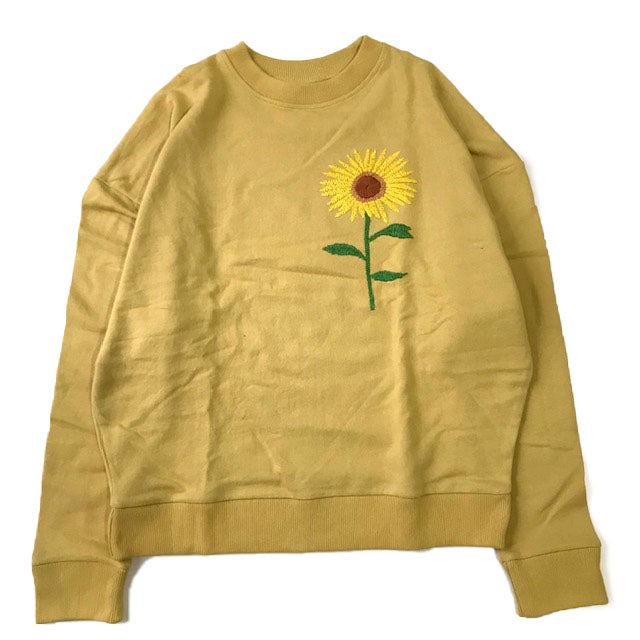One Flower EMB Crew Neck Sweat-Sunflower