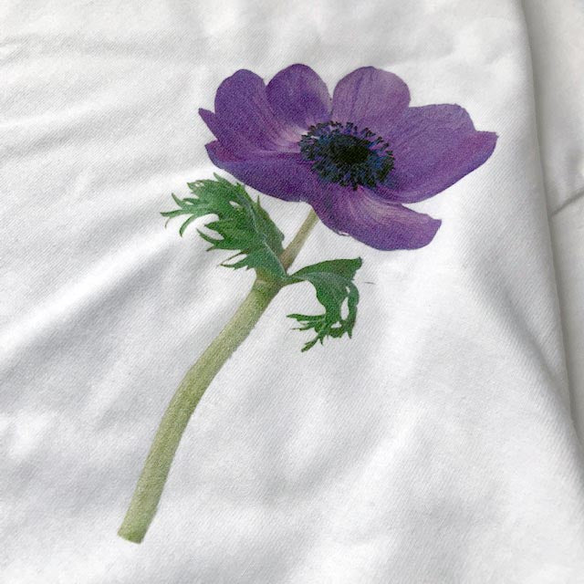 String Half Sleeve T-shirts - PURPLE flower