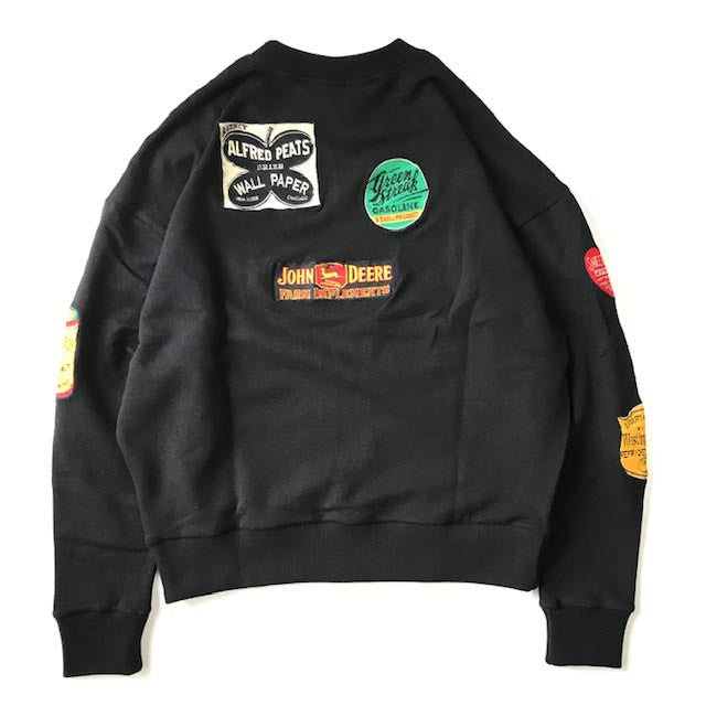 Signboards Embroidery Crew Neck Sweat-Cigarette